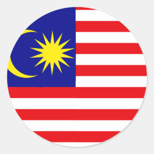 Malaysia Högkvalitativ Flagga Runt Klistermärke