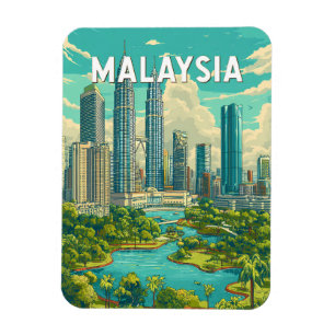 Malaysia Illustration Resa Konst Vintage Magnet