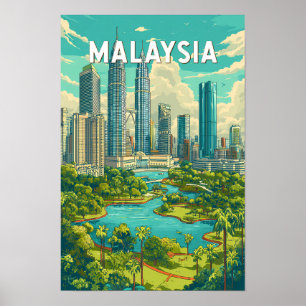 Malaysia Illustration Resa Konst Vintage Poster