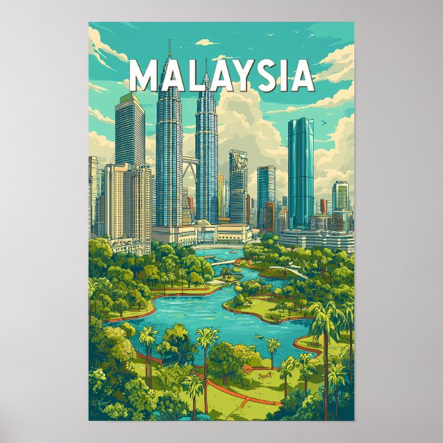 Malaysia Illustration Resa Konst Vintage Poster (Framsidan)