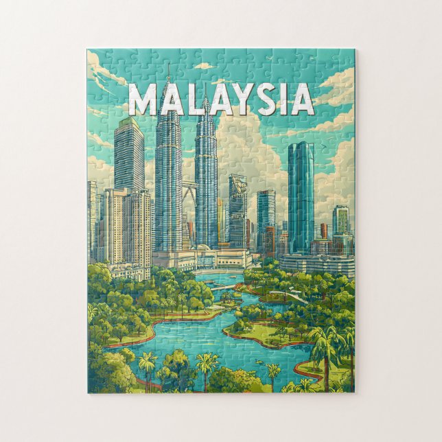 Malaysia Illustration Resa Konst Vintage Pussel (Vertikal)