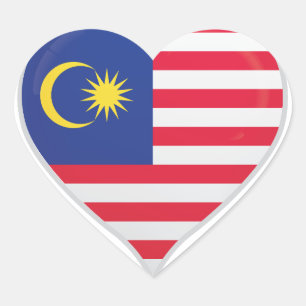 Malaysia kärlek flagga-hjärtdekalett för pride hjärtformat klistermärke