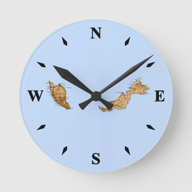 Malaysia Karta Clock Rund Klocka (Framsida)