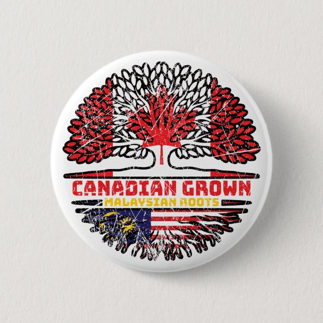 Malaysia Malaysian Canadian Träd Roots Flagga Knapp (Framsida)