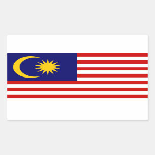 Malaysia: Malaysias flagga Rektangulärt Klistermärke