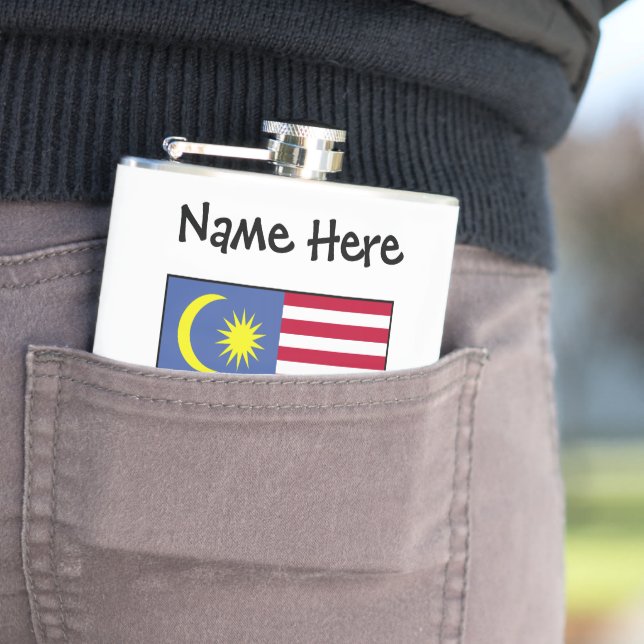 Malaysia Malaysisk Flagga Svart Personalisering  Fickplunta (In Situ)