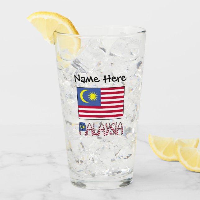 Malaysia Malaysisk Flagga Svart Personalisering  Glaskopp (Framsida Ice)