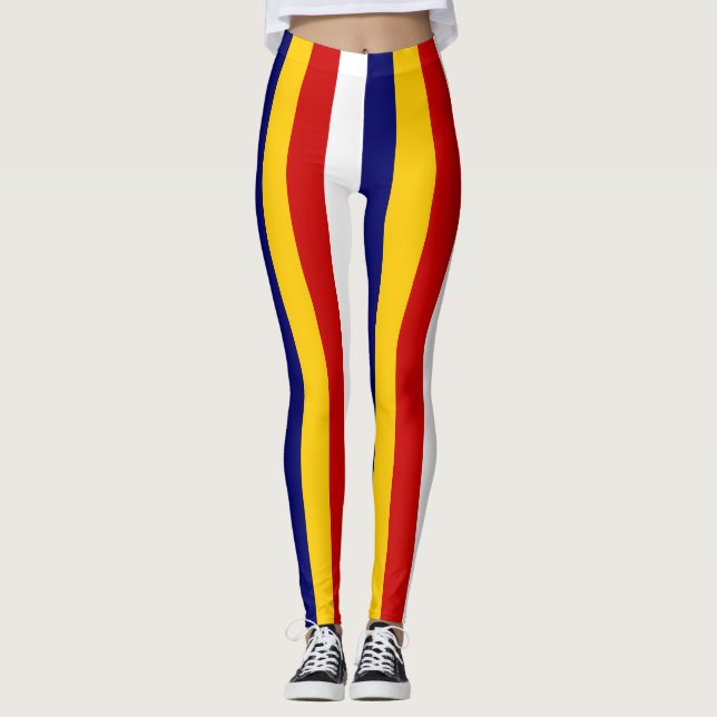 Malaysia National Flagga Färg Lodrät Stripe Leggings (Framsida)