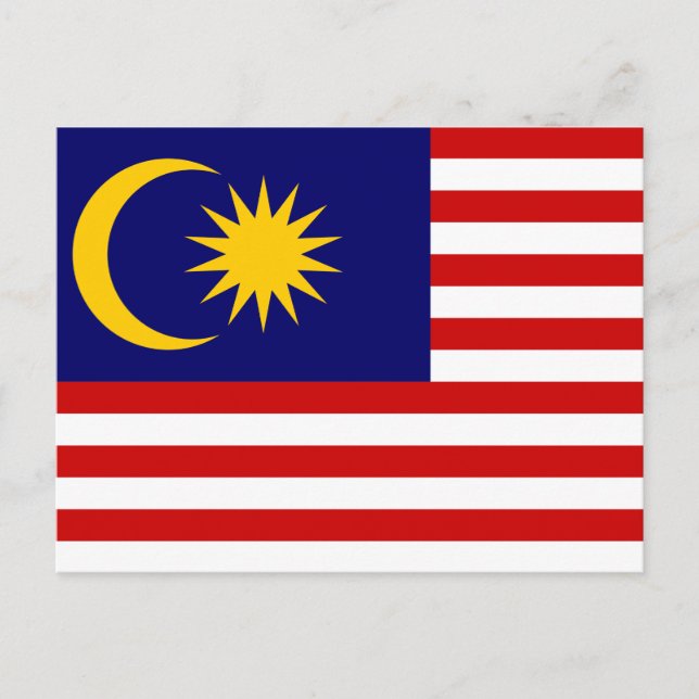 Malaysia National World Flagga Vykort (Framsida)