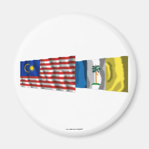 Malaysia & Penang som vinkar flaggor Magnet