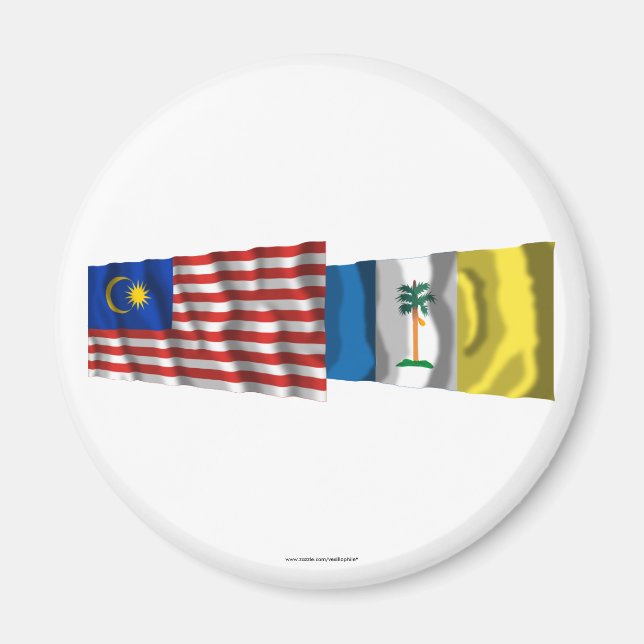 Malaysia & Penang wave flaggor Magnet (Framsidan)