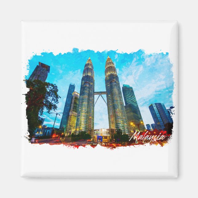 Malaysia Petronas Torn Skyline Magnet (Framsidan)