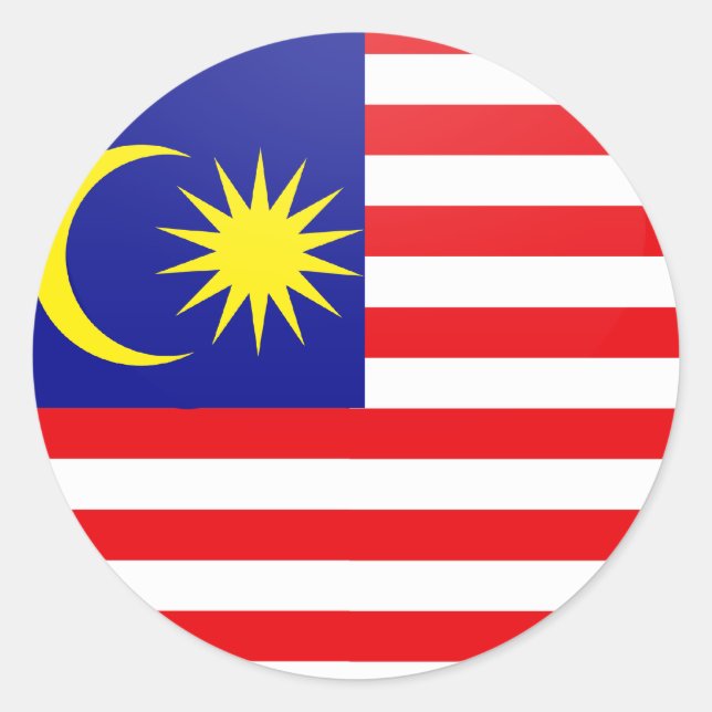 Malaysia Quality Flagga Circle Runt Klistermärke (Framsida)