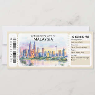 Malaysia resa Boarding Pass Biljett Inbjudningar