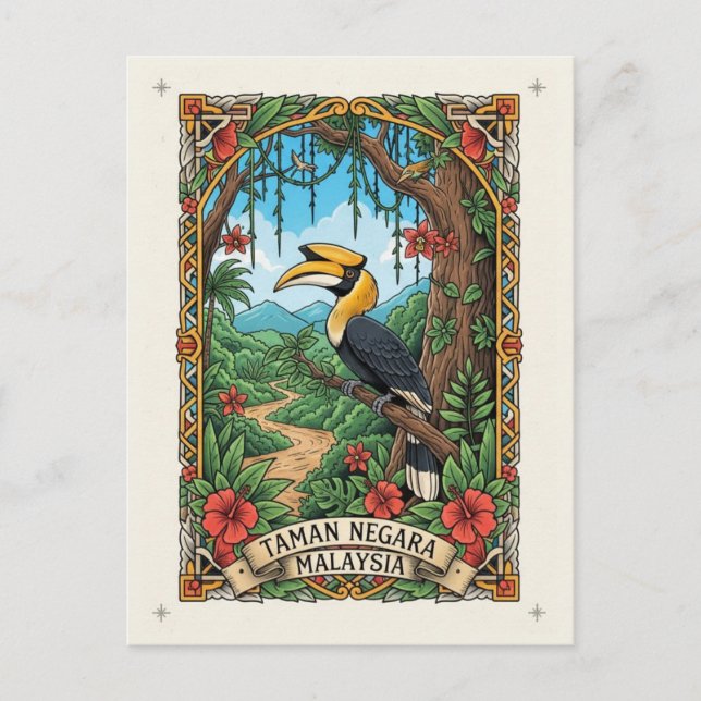 Malaysia Taman Negara Hornbill Vykort (Framsida)