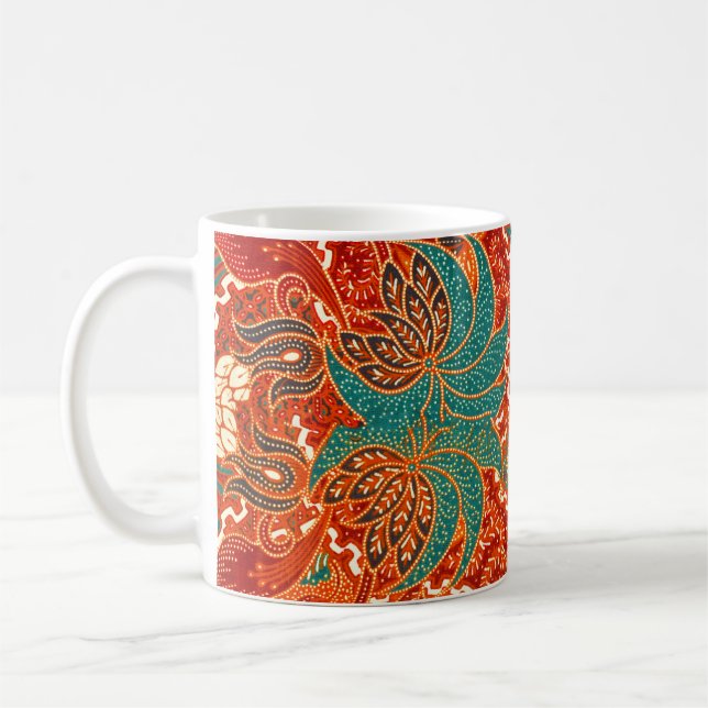 Malaysian Batik: Snygg Art Mönster. Kaffemugg (Vänster)