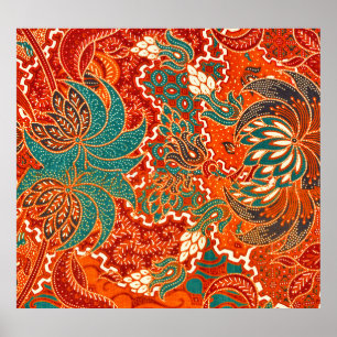 Malaysian Batik: Snygg Art Mönster. Poster