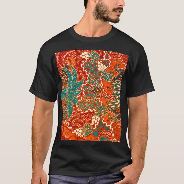 Malaysian Batik: Snygg Art Mönster. T Shirt (Framsida)