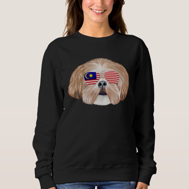 Malaysian Flag Shih Tzu Dog Malaysia Pocket T Shirt (Framsida)