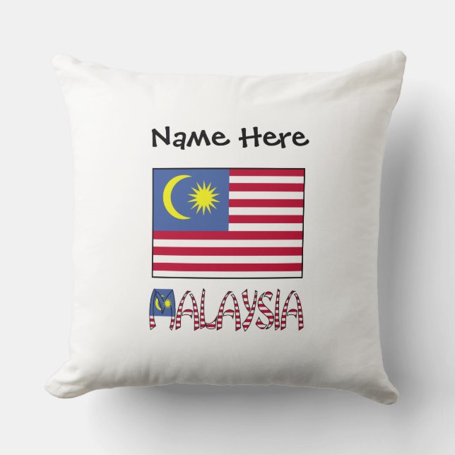 Malaysian Flagga Black Personalization Kudde (Framsida)