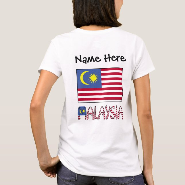 Malaysian Flagga Black Personalization T Shirt (Baksida)