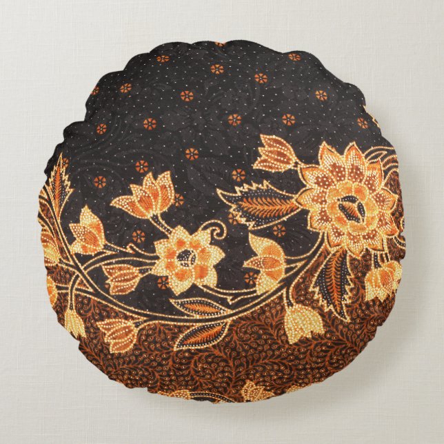 Malaysian indonsian Batik Art Beauty Rund Kudde (Framsidan)