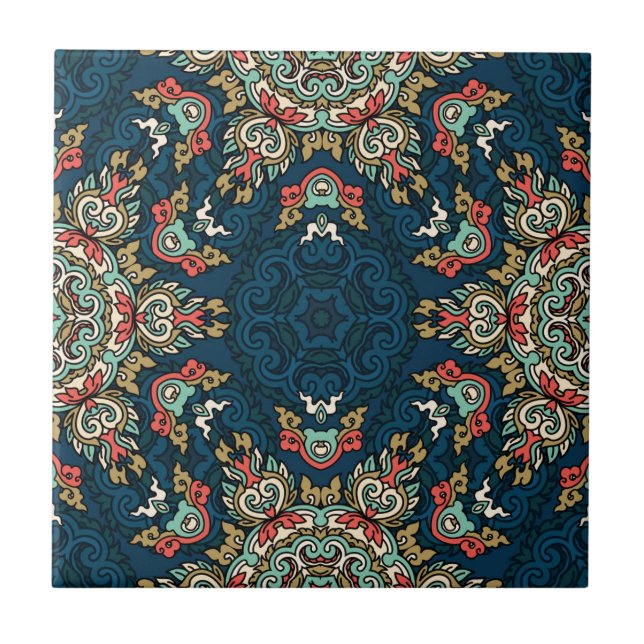 Malaysian Mosaic Blue Beige Abstrakt | Kakelplatta (Framsidan)