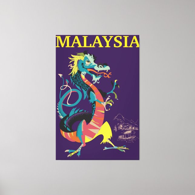 Malaysias Dragon vintage stil-reseaffisch Canvastryck (Framsida)