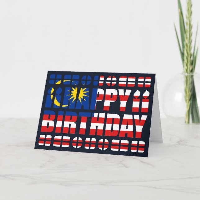 Malaysias Flagga-födelsedagskort Kort (Framsida)
