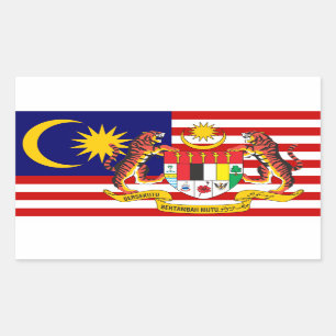 Malaysias Flagga & Jacka av Arm, Malaysias Flagga Rektangulärt Klistermärke