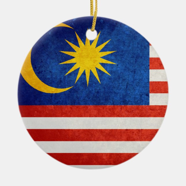 Malaysias flagga julgransprydnad keramik (Framsidan)