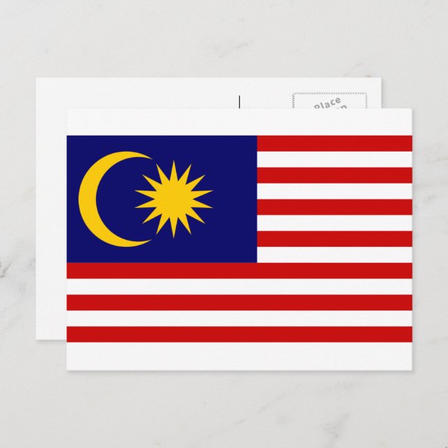 Malaysias Flagga, Malaysias Flagga Vykort (Fram/baksida)
