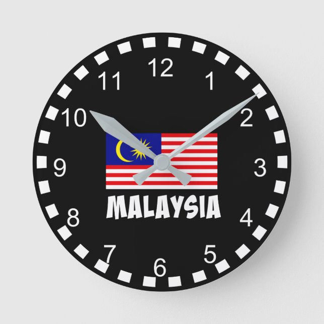 Malaysias flagga rund klocka (Framsida)