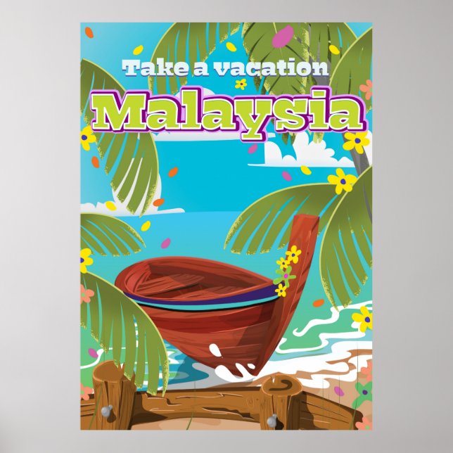 Malaysias reseaffisch tecknad art. poster (Framsidan)