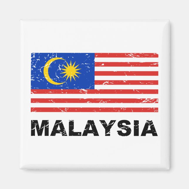 Malaysias Vintage Flagga Magnet (Framsidan)