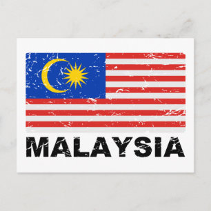 Malaysias Vintage Flagga Vykort