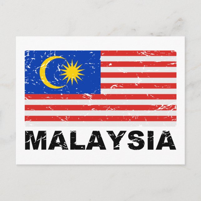 Malaysias Vintage Flagga Vykort (Framsida)
