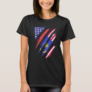 Malaysisk-amerikansk patriot uppväxt hjärta flagga t shirt