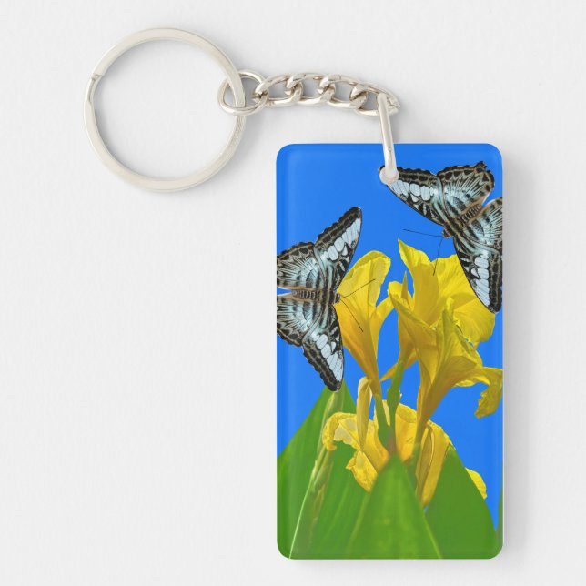 Malaysisk blå knaprigbutterflies Keychain (Framsidan)