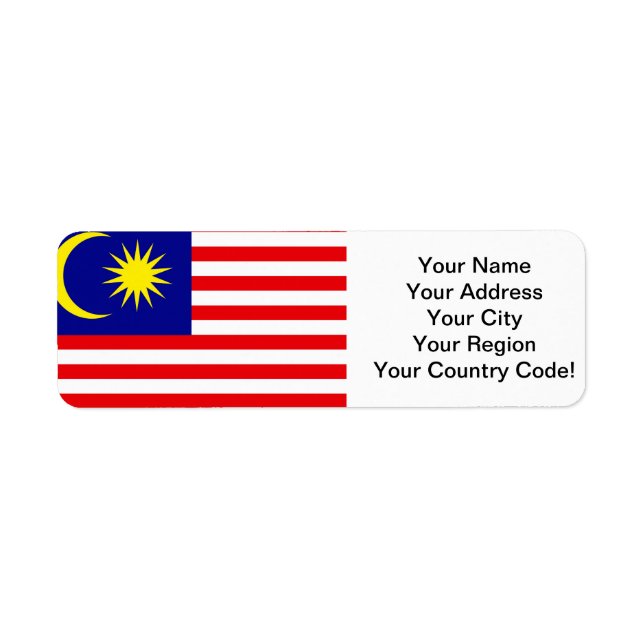 Malaysisk Flagga Returadress Etikett (Framsidan)