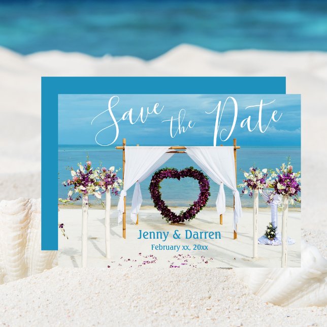Målbachsbröllop Spara datum Datumet (Destination Wedding Save the Date Beach)