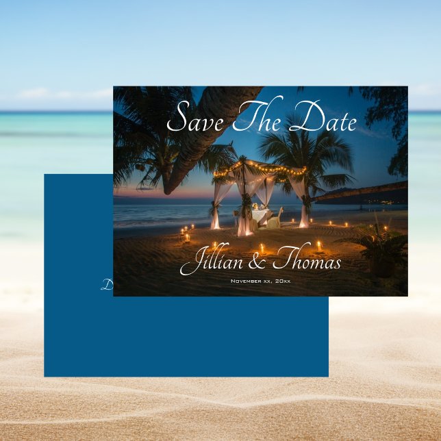 Målbachsbröllop Spara datum Inbjudningar (Destination Beach Wedding Save The Date Invitation)
