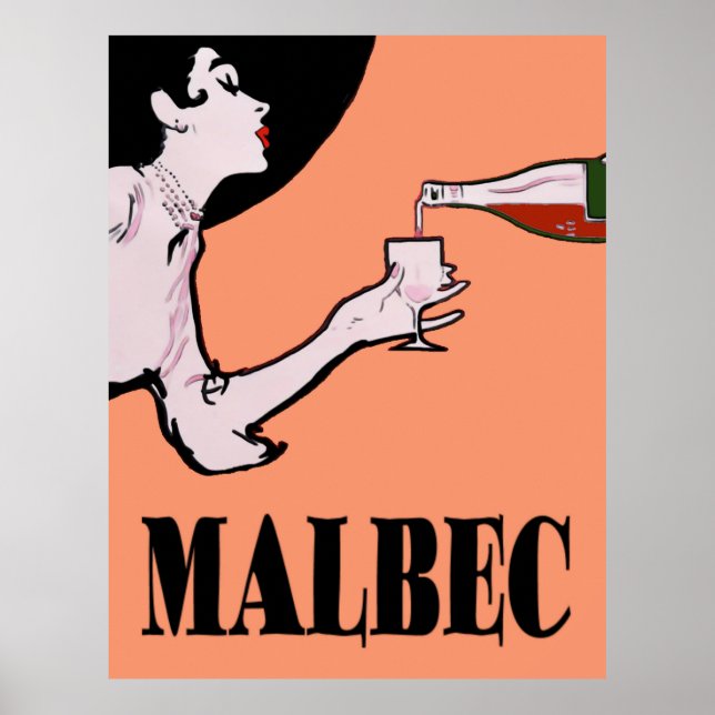 Malbec Vin Vintage Dam Poster (Framsidan)