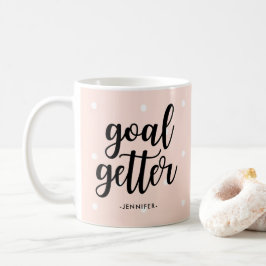 Målbrev | Rosa Polka dots och typografi Kaffemugg