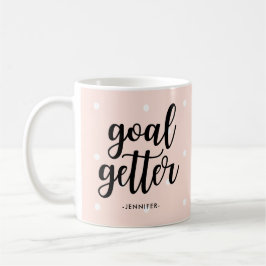 Målbrev | Rosa Polka dots och typografi Kaffemugg