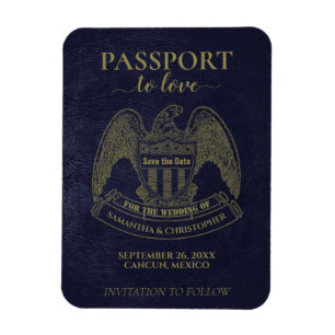 Målbröllop Spara datumcute Passport Magnet