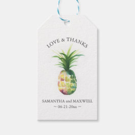 Målbröllopsfavorittagg vattenfärgsananas presentetikett