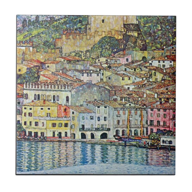 Malcena på Gardaseen av Gustav Klimt Kakelplatta (Framsidan)