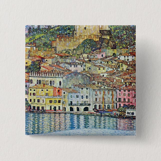 Malcena på Gardaseen av Gustav Klimt Knapp (Framsida)