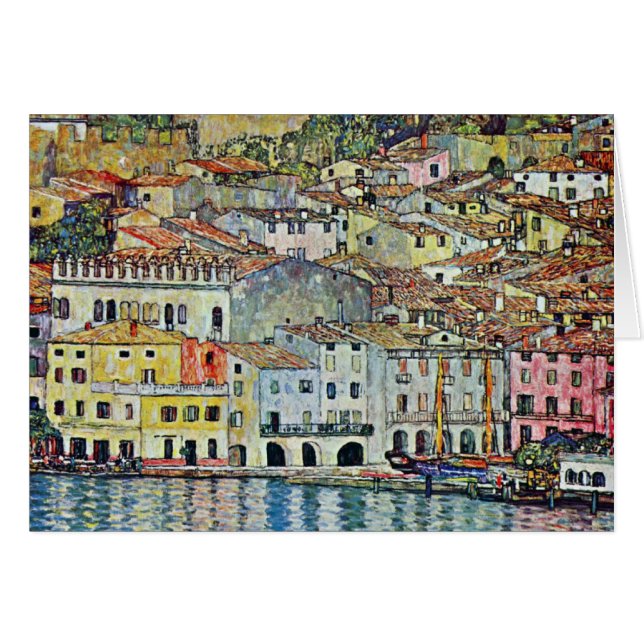 Malcesine på Sjö Garda av Gustav Klimt Hälsningskort (Framsidan Horizontal)
